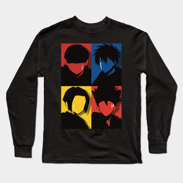 Mashle : Magic and Muscles All Anime MC : Mash Burnedead, Lance Crown, Dot Barrett, and Finn Ames in Awesome Vintage Pop Art Design Long Sleeve T-Shirt by Animangapoi